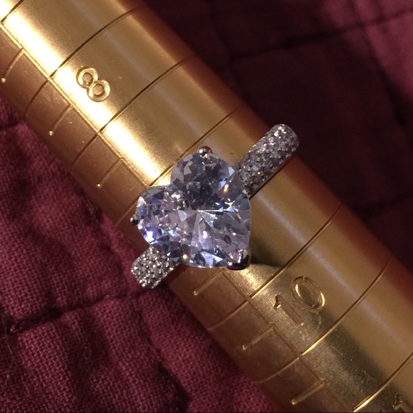 Heart Shape White CZ Diamond Sterling Silver Ring - Picture 7 of 7